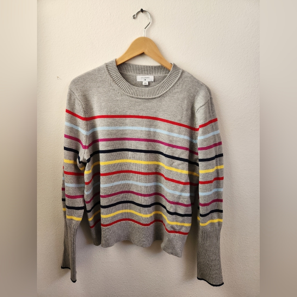 La Ligne x Target Women's Striped Crew‎ Neck Sweater Gray Multicolor Extra Large